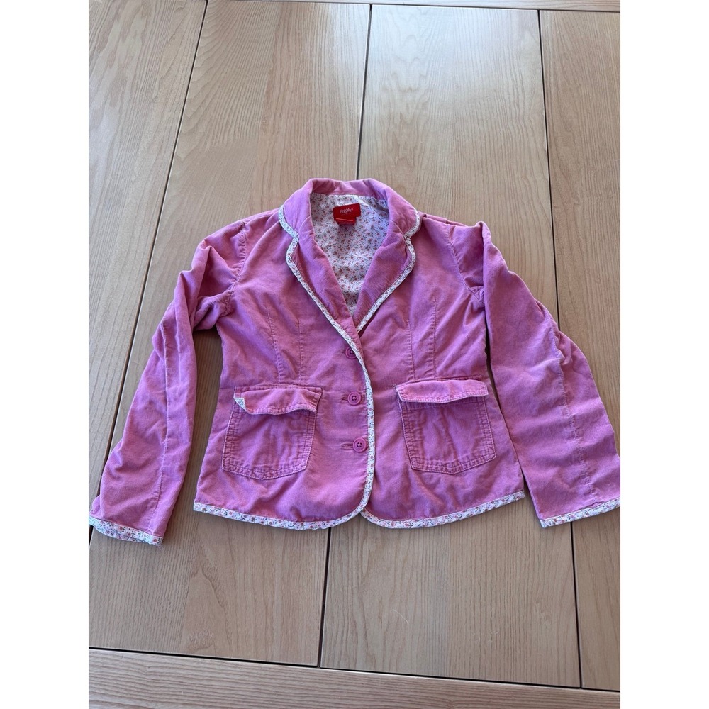 Girls 7/8 Vintage Corduroy Jacket Pink with Floral Lining Y2K Kids